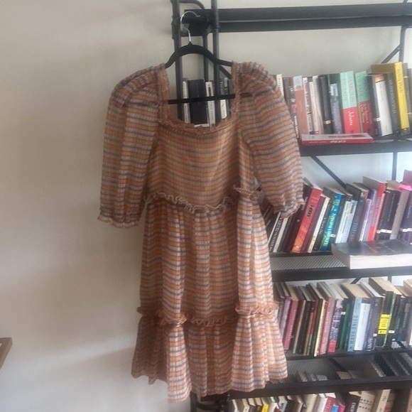 Sea NY Teddie Midi Dress Plaid puff sleeve - Picture 3 of 3